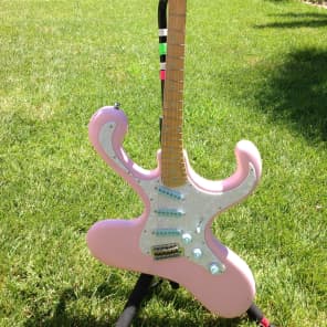 Bender / Brian Eastwood Distortacaster  Bubblegum Pink/Blue Electric Guitar image 2