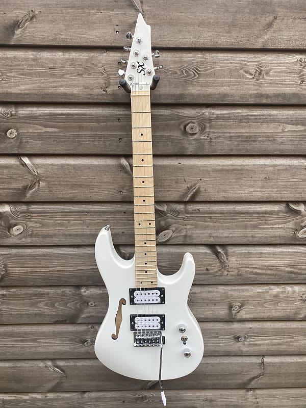 SX Electric Guitar Thinline Double Cutaway - White image 1
