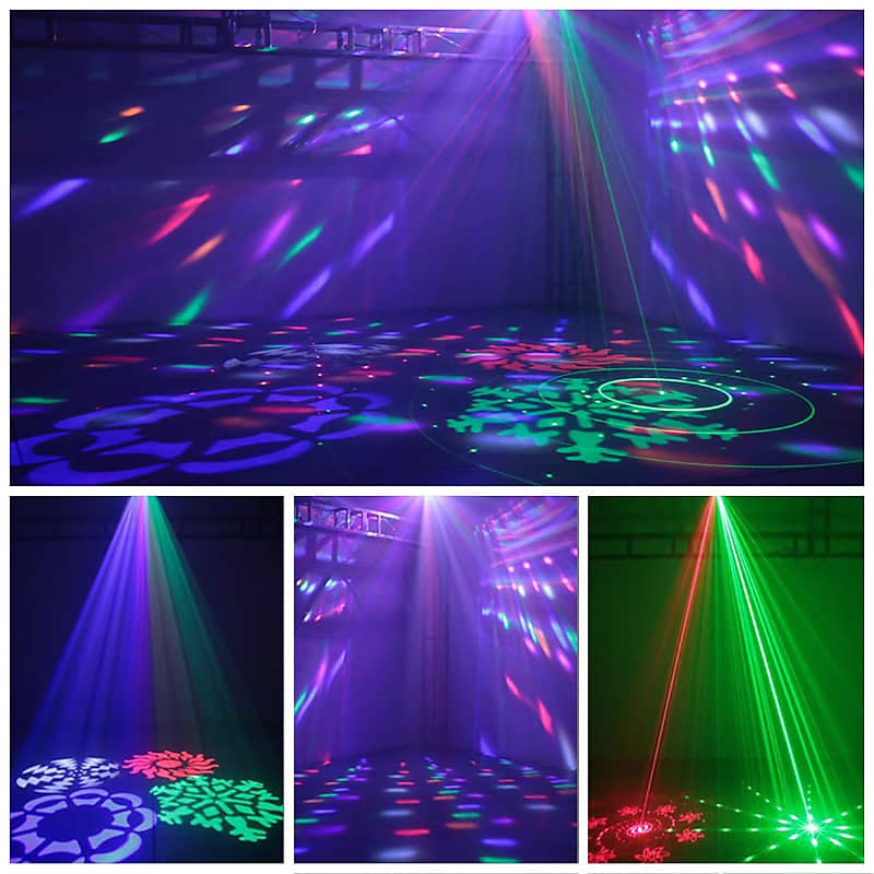 6 Holes DJ Disco Stage Lights DMX Sound Activation Laser Beam Projector  Strobe Lamp Wedding Party Lighting Effect Bar Carnival