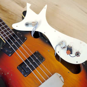 1966 Mosrite Joe Maphis Vintage Hollowbody Electric Bass Guitar Sunburst image 20