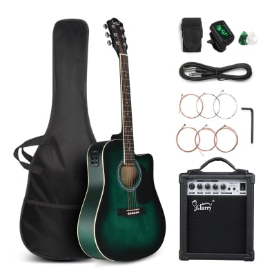 Glarry GMA101 41 Inch EQ Acoustic Guitar w/15W Amp - Green for sale