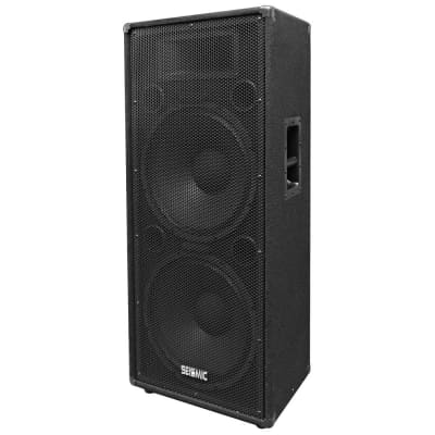 Dual 15" PA/DJ Speaker Cabinet with Titanium Horn includes Wheel Kit and Handle image 3