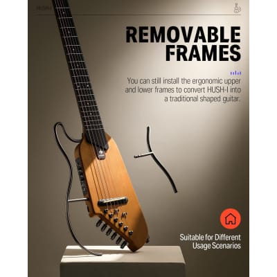 Donner HUSH-I Headless Travel Acoustic Electric Silent Guitar Removable Frames image 3