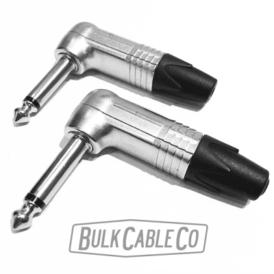 Neutrik NP2RX Connector Set - Right Angle Ends - 1/4” TS Mono Plugs - Nickel/Silver Pair