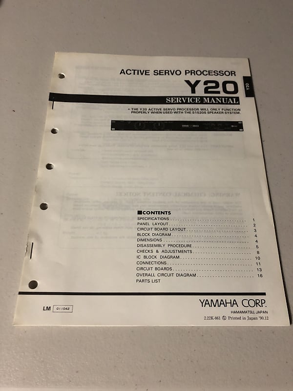 Yamaha Y20 Active Servo Processor Service Manual 1990 | Reverb