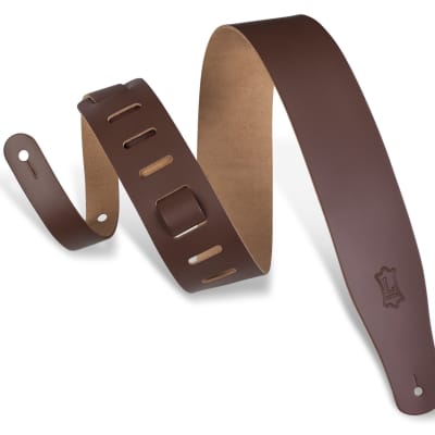 Levy's Leathers - M26-BRN -  2 1/2" Wide Brown Genuine Leather Guitar Strap. image 1