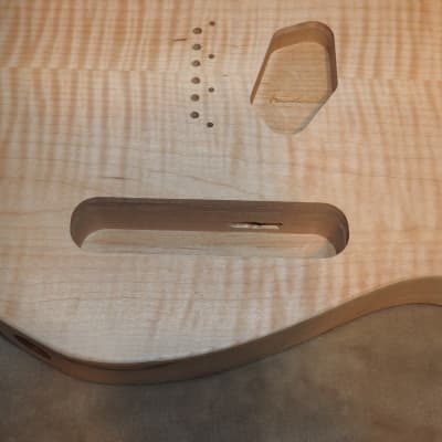 Unfinished Telecaster Body Book Matched Figured Flame Maple Top 2 Piece Alder Back Chambered, Standard Tele Pickup Routes 3lbs 14.5oz! image 20