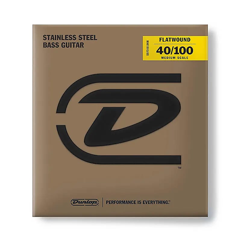 Dunlop DBFS40100M Stainless Steel Medium Scale Flatwound Bass Strings (40-100) image 1