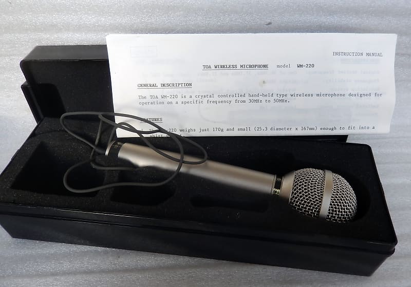 Vintage TOA WM-220 Wireless Microphone 36.7 Mhz NOS Made in Japan