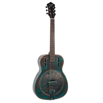 Recording King RM-997-VG Swamp Dog Metal Body Resonator Style-0 Distressed Vintage Green for sale