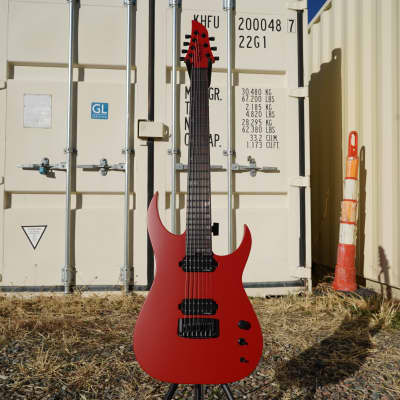 Schecter USA CUSTOM SHOP Keith Merrow KM-7 Stage Red Satin 7-String Electric Guitar w/ Case (2024) image 2