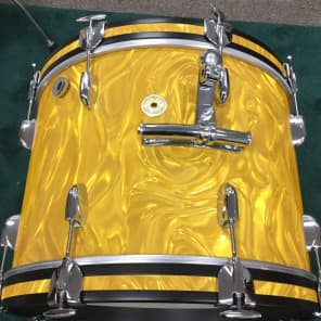 Gretsch USA Custom 12/14/16/18/20/5.5 drum set 130th anniversary New Old Stock Gold Satin Flame image 8