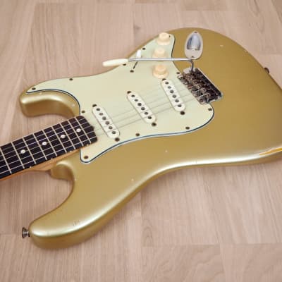 1963 Fender Stratocaster Vintage Pre-CBS Electric Guitar Shoreline Gold w/ Blonde Case, Hangtag image 10