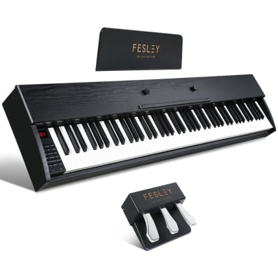 88 Key Digital Piano Keyboard With Semi Weighted Keys, Full-Size Standard Key Electric Piano For Beginner With 380 Tone, 128 Polyphony, 88 Song, 256 Rhythm, Three Pedal, Headphone, Power Supply image 1