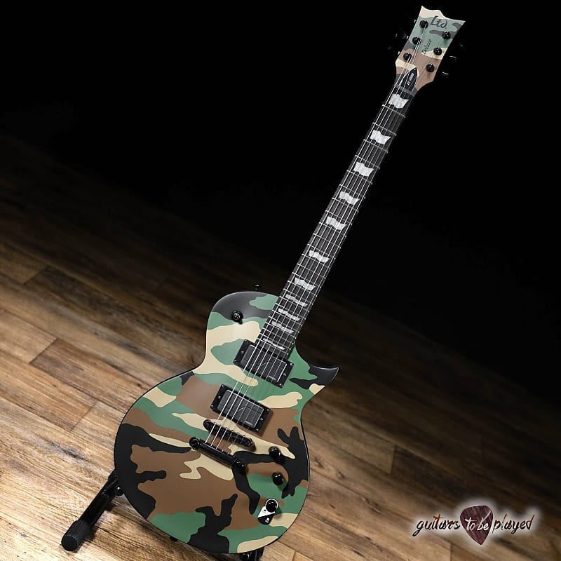 Esp Ltd Ec Fishman Fluence Guitar Woodland Camo Satin Reverb