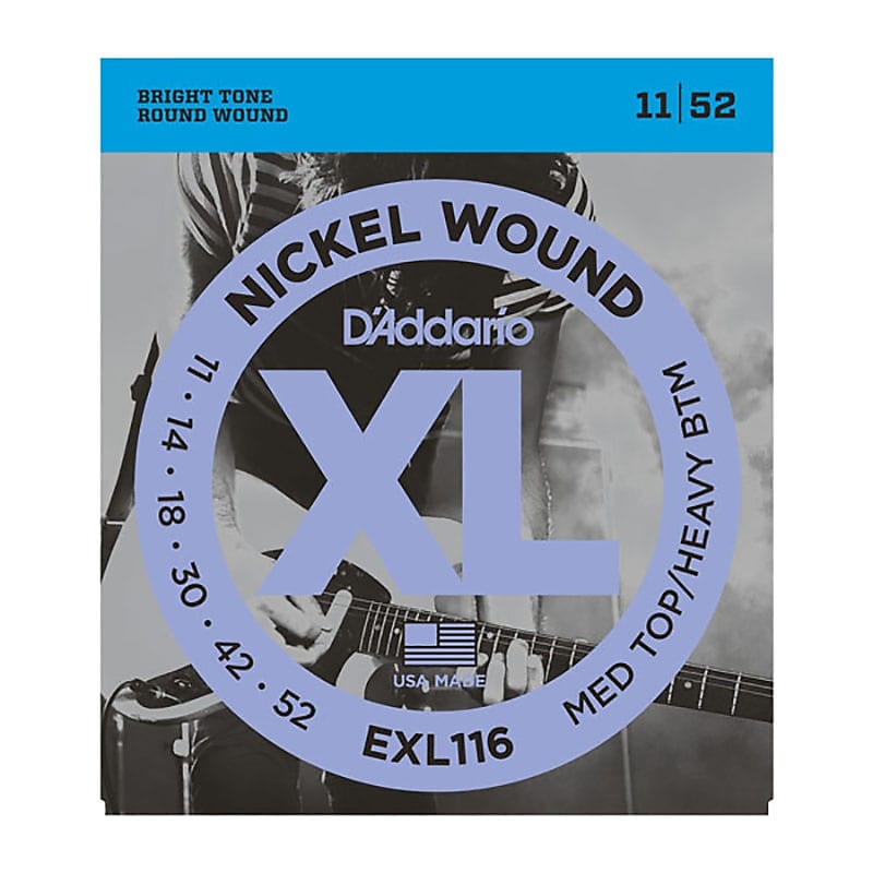 D'Addario EXL116-3D Nickel Wound Medium Top / Heavy Bottom Electric Guitar Strings, 11-52 (3) image 1