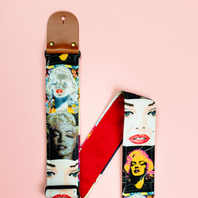 Marilyn Monroe Guitar Strap (Leather Ends) 3inch Bass Strap for sale