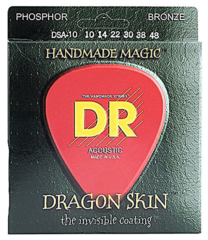DR Dragon Skin Coated DSA-10 Phosphor Bronze Acoustic Guitar Strings 10-48 image 1