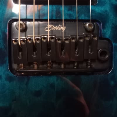 Guitare Sterling By Music Man John Petrucci JP 150 Dimarzio Quilted Maple Cerulean Paradise (bleu neptune lagon) en état neuf image 8