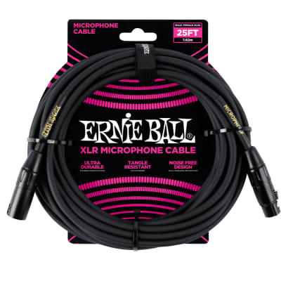 Ernie Ball XLR Microphone Cable 25 ft Black for sale