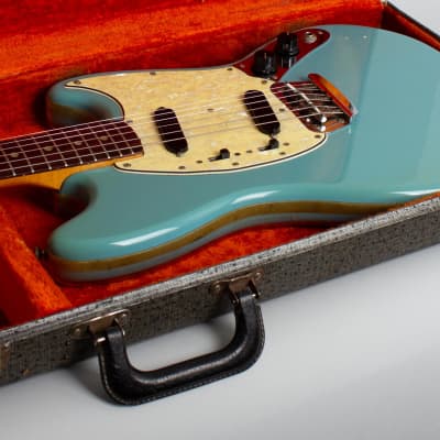 Fender  Duo-Sonic II Solid Body Electric Guitar (1966), ser. #145972, original grey hard shell case. image 13