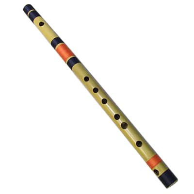 Zaza Percussion- Professional  Scale D Bass 32'' Inches Polished Bamboo Bansuri Flute (Indian Flute)  With Carry Bag image 2