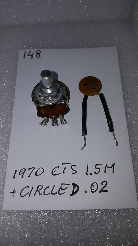 1970 CTS 1.5 M Gibson POT + Fender Stratocaster .02 uF Circle D ceramic disc capacitor image 1