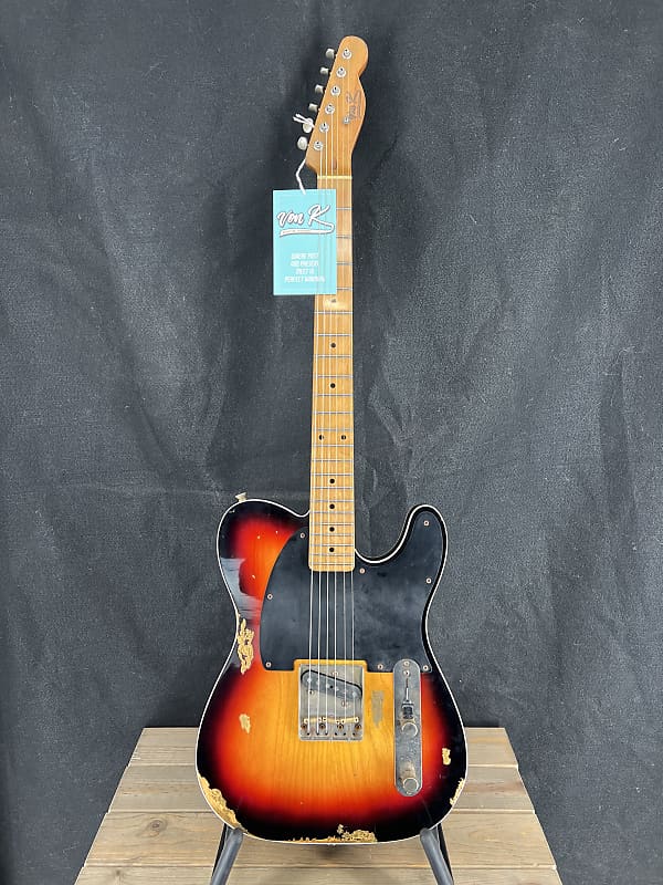 Von K Guitars T-Time ESQ Relic Tele Style Aged 3 Tone sunburst Nitro Lacquer image 1
