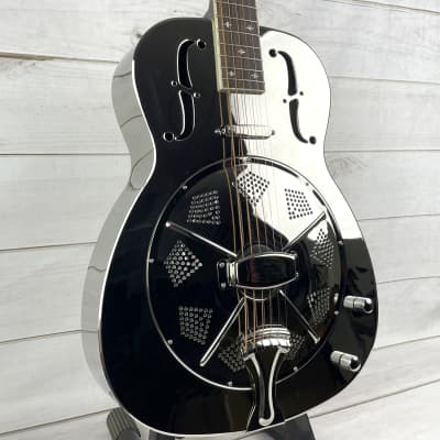 Royall FB Blues Hound Mirror Nickel Finish 14 Fret Single Cone Resonator Guitar With Pickup for sale