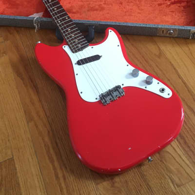 Vintage Fender Musicmaster 1960 Fiesta Red Nitro Lacquer 22.5” Short Scale Solid Body Guitar Relic 6.4 lb HSC image 8