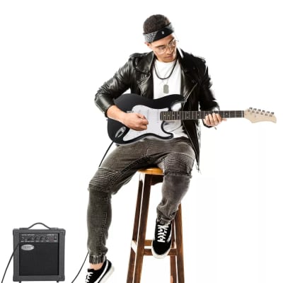 Full Size 39" Electric Guitar W/ 10 Watt Amp Gig Bag Case Guitar Strap Beginners image 6