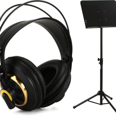 AKG K240 Studio Semi-open Pro Studio Headphones  Bundle with On-Stage SM7211B Music Stand with Tripod Base image 1