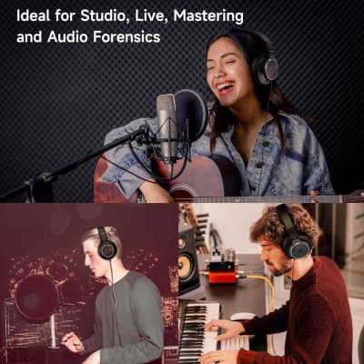 Wired Over Ear Headphones, Studio Monitor & Mixing DJ Headphones with 50mm Neodymium Drivers and 1/4 to 3.5mm Jack for Guitar AMP Podcast Piano Keyboard (Black) image 3