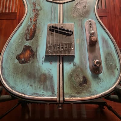 Moxy Guitars Junkyard Tele Style Relic Edition Original Drive Series 2019 Aqua Blue image 10