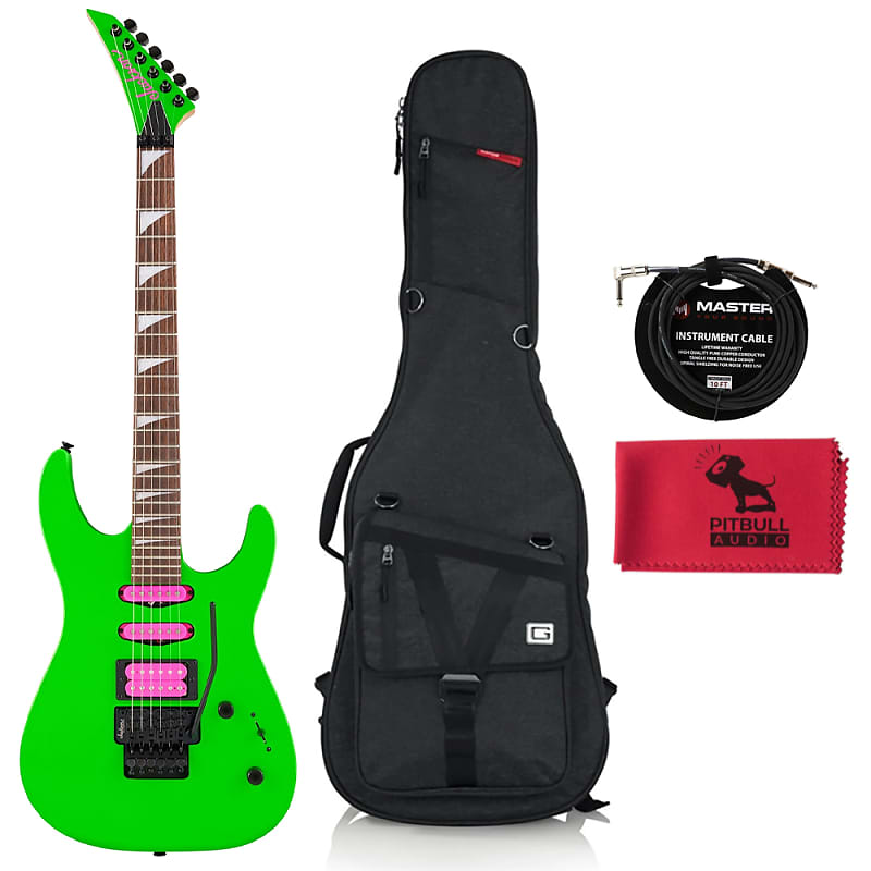 Jackson X Series Dinky DK3XR HSS Neon Green Guitar w/ Gig Bag, Cable, & Cloth image 1
