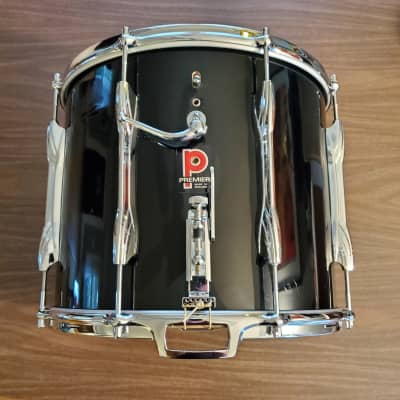 Premier 12x14 Marching Snare 70s/80s Vintage 8 Lugs with Die Cast Hoops Black Wrap image 1