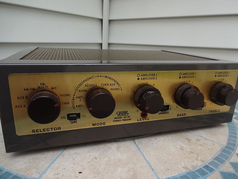 真空管プリアンプ EICO HF-85 ビンテージアンプ USA ステレオ Eico HF-85 Stereo Vacuum Tube Preamplifier 12AX7. | Reverb