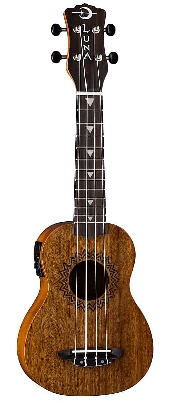 Luna Vintage Mahogany Soprano electric ukulele - preamp & tuner - NEW image 1
