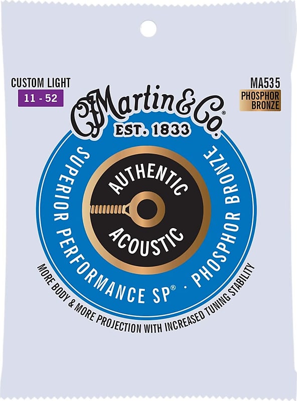 Martin MA535 Authentic Acoustic SP Phosphor Bronze Acoustic Strings, Cust. Light image 1