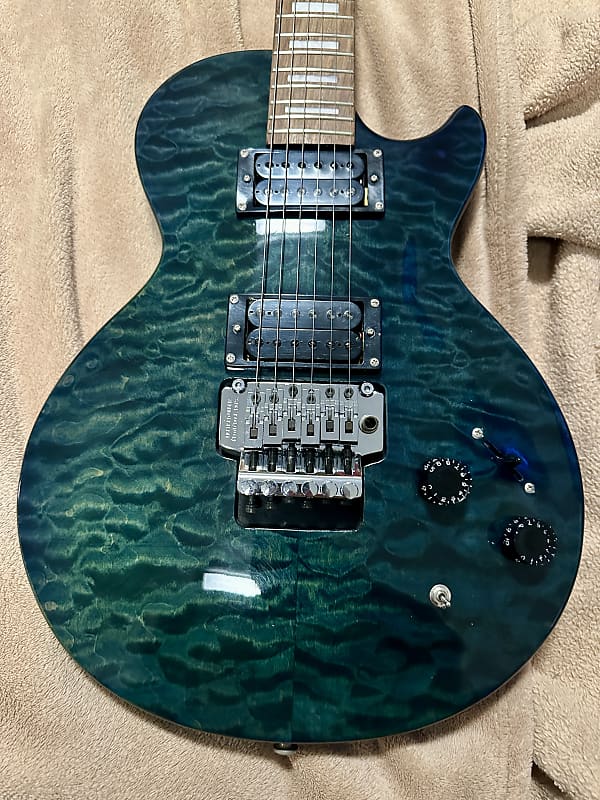 ESP GrassRoots G-LP-49QM Les Paul Type, See-Thru Teal Quilted Maple