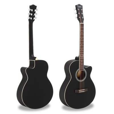 （Accept Offers）Glarry GT501 40 Inch Cutaway Auditorium Acoustic Guitar Matte Spruce Front Folk Black image 6