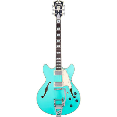 D'Angelico Deluxe DC Semi-Hollow Electric Guitar With Shield Tremolo Matte Surf Green image 3