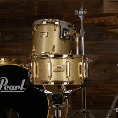PEARL CLASSIC MAPLE 4 PIECE DRUM KIT CUSTOM MADE FOR STEVE WHITE, GOLD SPARKLE, GOLD FITTINGS image 3