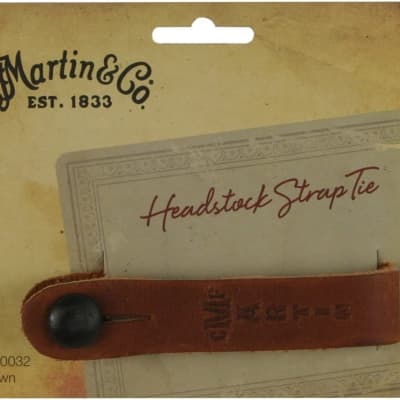 C.F. Martin & Co 18A0032 Guitar Leather Head Stock Strap Tie, Brown image 2