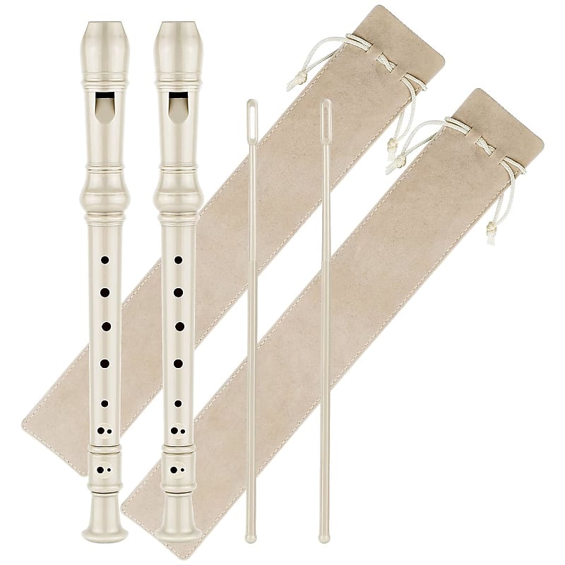 Soprano Recorder C Key 8 Holes 3-Piece German Style Baroque Fingering Recorder Instrument With Cleaning Rod And Storage Bag, For Beginners Kids Students((2 Set Beige) image 1