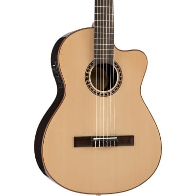 Lucero LFN200Sce Spruce/Rosewood Thinline Acoustic-Electric Classical Guitar Regular Natural for sale
