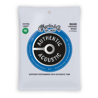 Martin Authentic Acoustic Strings Phosphor Bronze 12 String Extra Light 10-47 MA500 for sale