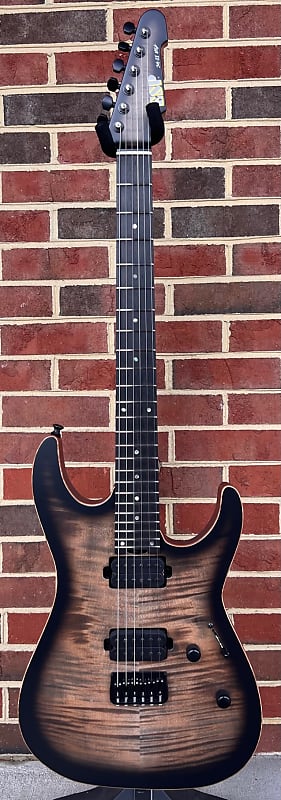 ESP USA M-II Hardtail, See Thru Black Sunburst Satin, Flame Maple Top,  Mahogany Body, Hipshot Bridge, Seymour Duncan Pegasus/Sentient Pickups,  Locking 