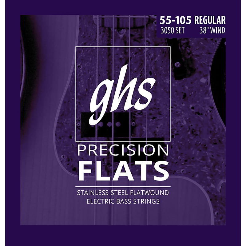 GHS 3050 Stainless Steel Flatwound Regular 55-105 Bass Guitar Strings image 1