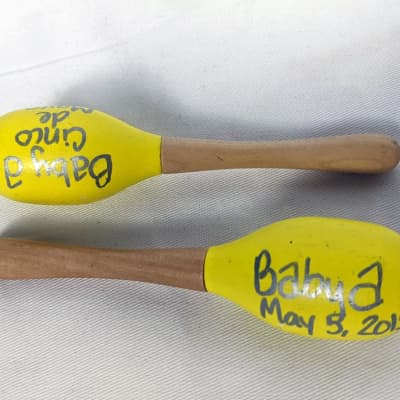 Handmade Traditional Mexican Wooden Maracas - Yellow image 4